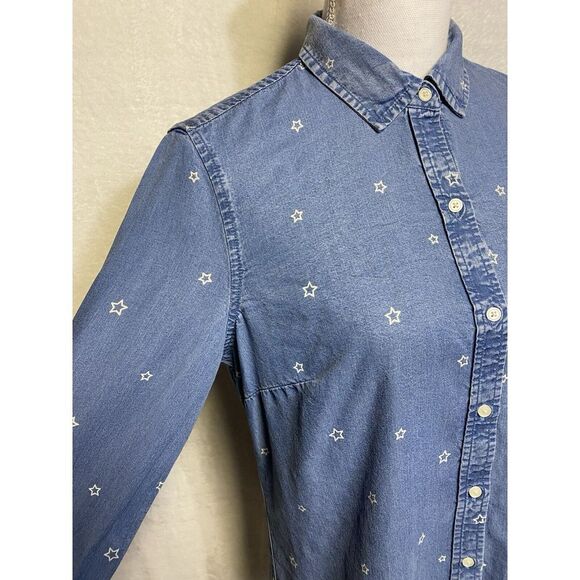 Gap Jean Button Down Shirt With Stars Women's Size M - Picture 4 of 15